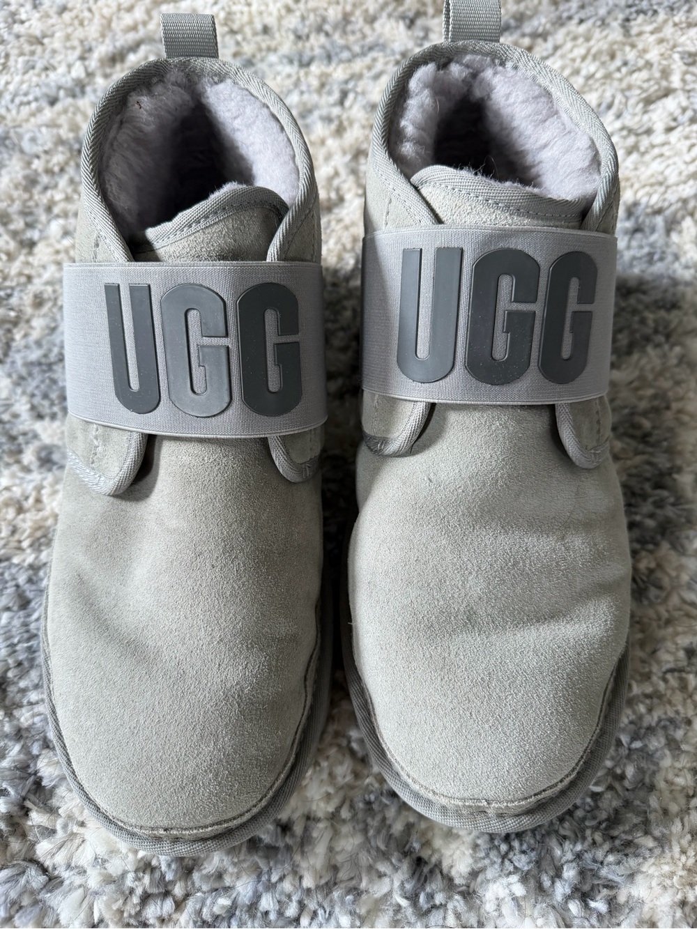 UGG Woman's Grey Suede Slip-On Boot with Shearling Lining